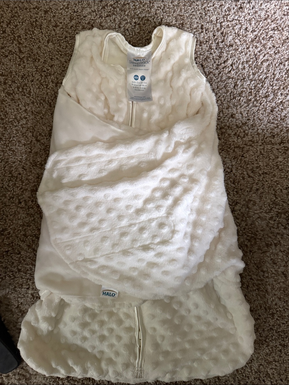 Brand New Halo Cream Minky Sleep Sack Swaddle